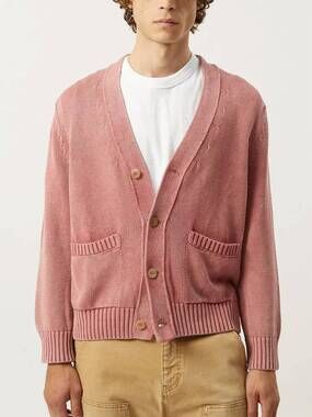 NEW CORRIDOR acid wash cardigan in red